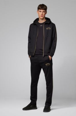 boss athleisure logo zip hooded sweatshirt