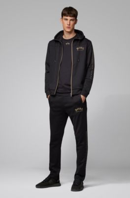 hugo boss tracksuit black and gold