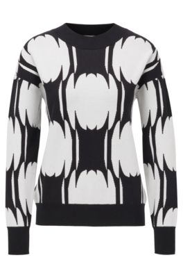 HUGO BOSS HUGO BOSS - RELAXED FIT SWEATER WITH ABSTRACT PATTERN - PATTERNED