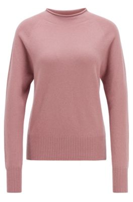 Hugo Boss - Regular Fit Sweater With Funnel Neck In Pure Cashmere - Light Pink