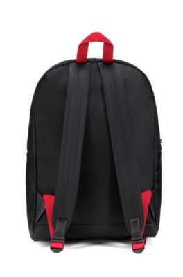 Nylon-gabardine backpack with reverse-logo badge, Black