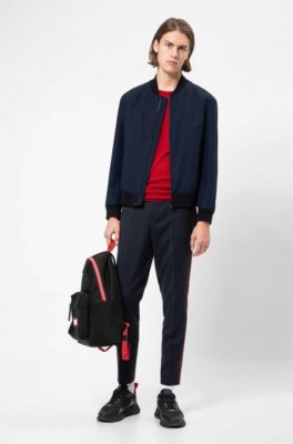 Nylon-gabardine backpack with reverse-logo badge, Black