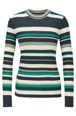 HUGO BOSS HUGO BOSS - SLIM FIT JERSEY TOP WITH COLLECTION COLORED STRIPES - PATTERNED