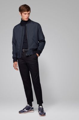 Running-inspired trainers in leather with monogram panels, Open Blue