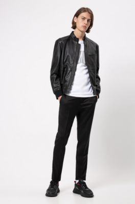 hugo boss slim fit leather jacket