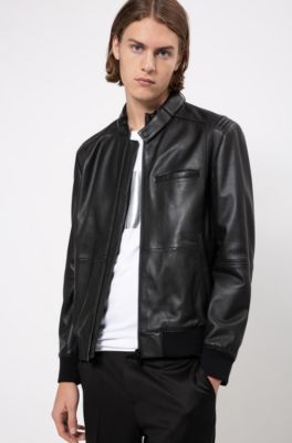 hugo boss slim fit leather jacket