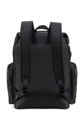 Reverse-logo backpack in ripstop fabric, Black