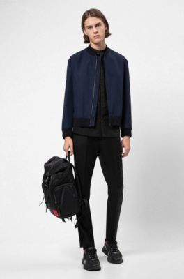 Reverse-logo backpack in ripstop fabric, Black