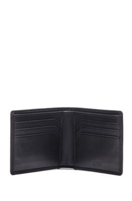 Billfold wallet in matte leather with graduated logo, Black
