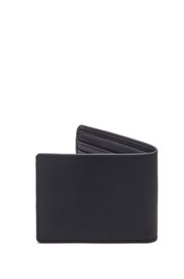 Billfold wallet in matte leather with graduated logo, Black