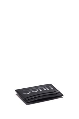 Matte-leather card holder with graduated logo, Black