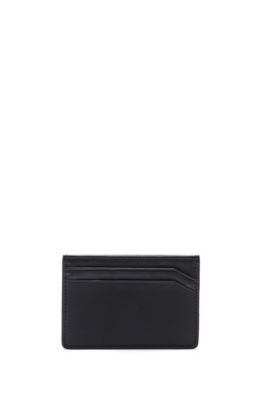 Matte-leather card holder with graduated logo, Black