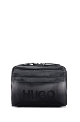 Hugo Boss - Logo Print Envelope Bag In Rubberised Canvas - Black
