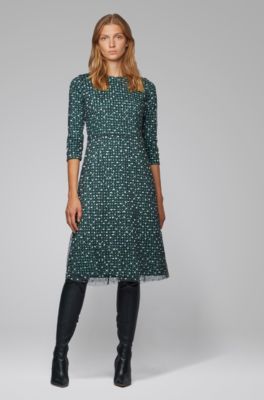 BOSS - Stretch-jersey dress with dot 