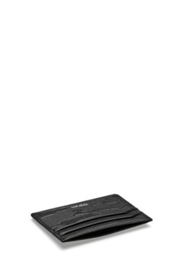 Leather card holder and metal money clip gift set, Black