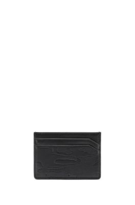 Leather card holder and metal money clip gift set, Black