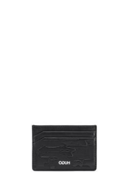 Leather card holder and metal money clip gift set, Black