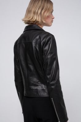 hugo boss ladies leather biker jacket