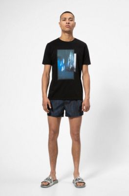 Italian-made metallic sliders with contrast logo, Silver