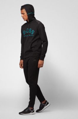 Low-top trainers with suede and nappa leather, Black