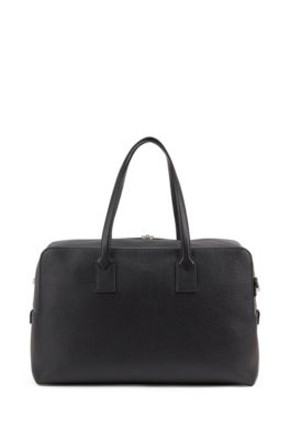 Hugo Boss - Large Holdall In Embossed Italian Leather - Black