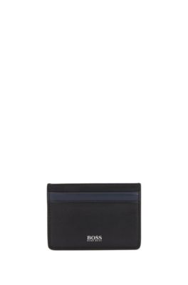 Gift-boxed wallet and card holder in embossed leather, Black