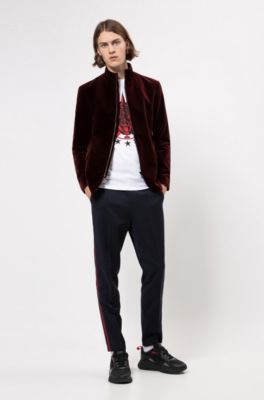 hugo boss red velvet jacket