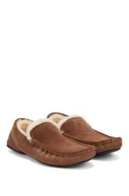 Moccasins in suede with shearling lining, Brown