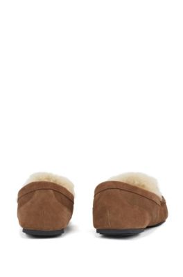 Moccasins in suede with shearling lining, Brown