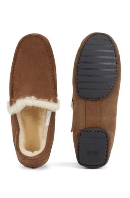 Moccasins in suede with shearling lining, Brown
