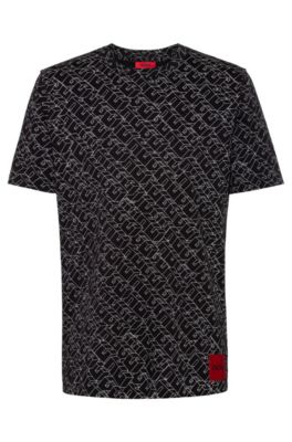 Hugo Boss - Cotton Jersey T Shirt With Cubistic Logo Print - Black