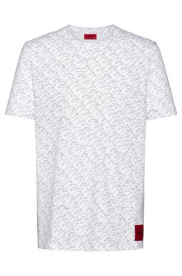 Hugo Boss - Cotton Jersey T Shirt With Cubistic Logo Print - White