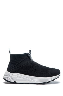 Hugo Boss - Running Style Sneakers With Knitted Upper And Vibram Sole - Black