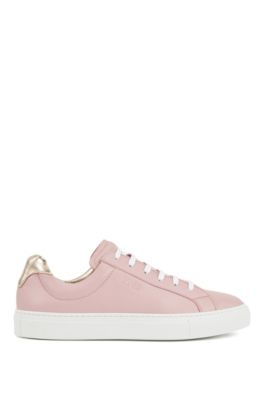 Hugo Boss - Low Top Sneakers In Italian Leather With Logo - Light Pink