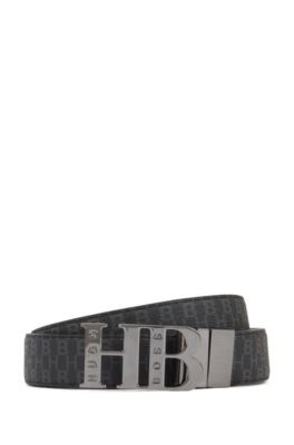 BOSS Italian made reversible belt with monogram buckle