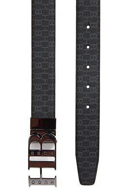 Boss Leather Monogram Belt - Black