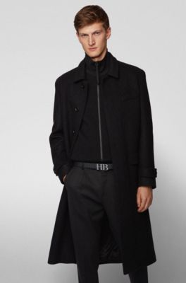 Italian-made reversible belt with monogram buckle, Black