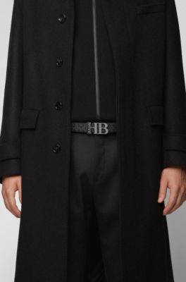 Italian-made reversible belt with monogram buckle, Black