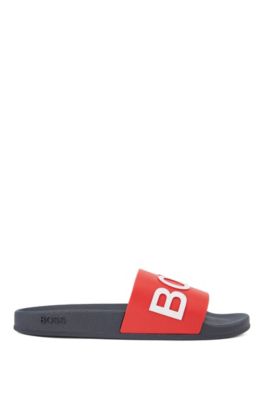 Hugo Boss "slide Bay" Sandals In Light Blue