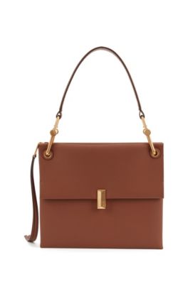 Hugo Boss - Medium Kristin Shoulder Bag In Color Block Italian Leather - Light Brown