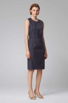 pinstripe shift dress
