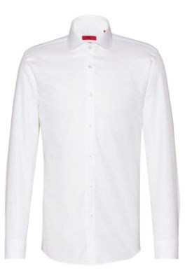Hugo Slim-fit Shirt In Two-ply Cotton In White