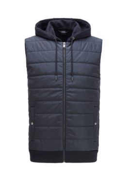 Hooded gilet with lightweight padding