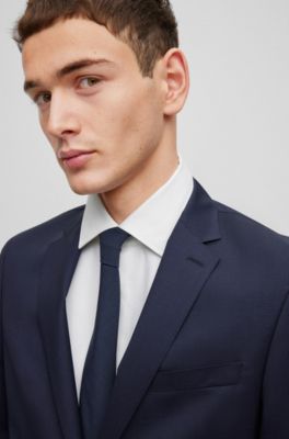 BOSS - Micro-patterned Slim-fit Suit In Stretch Virgin Wool