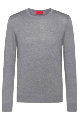 Hugo Boss - Crew Neck Sweater In Pure Cotton - Light Grey