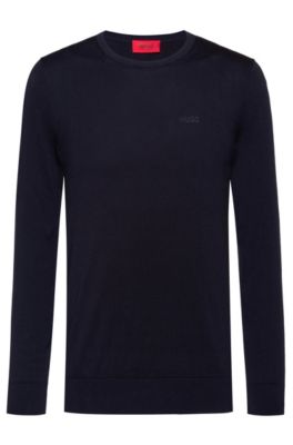 Hugo Boss - Crew Neck Sweater In Pure Cotton - Dark Blue