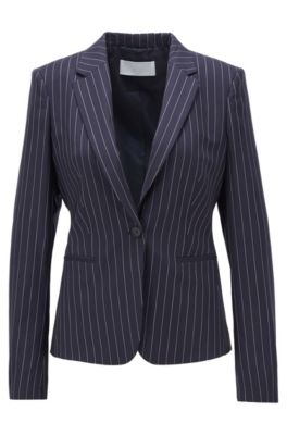 HUGO BOSS HUGO BOSS - PINSTRIPE REGULAR FIT JACKET IN TRACEABLE WOOL WITH STRETCH - PATTERNED