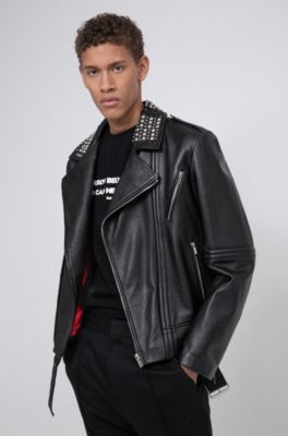 hugo boss slim fit leather jacket