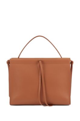 Hugo Boss - Tote Bag In Italian Leather With Tassel Detail - Light Brown