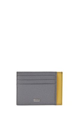 Hugo Boss - Two Tone Card Holder In Palmellato Leather - Dark Grey